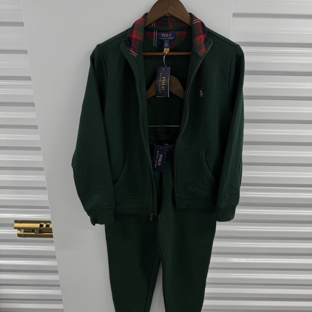 Polo Ralph Lauren Boys L 14-16 Green Plaid Full Zip Tracksuit Set NWT
